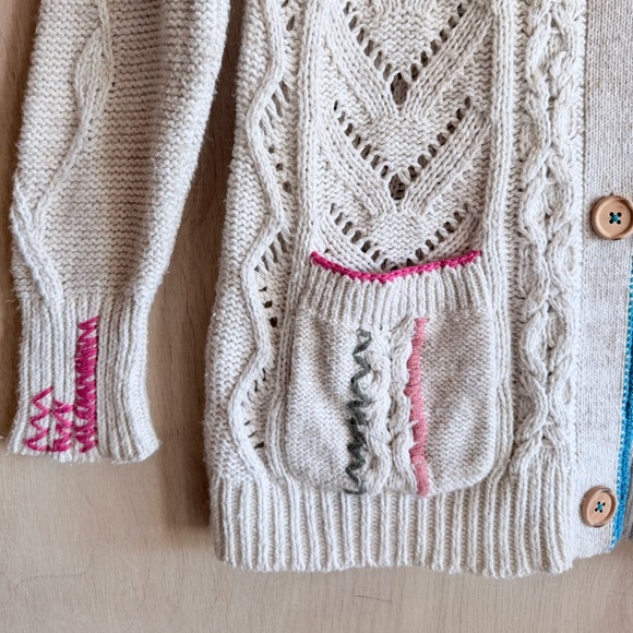 Sundance Art Knit Embroidered Cardigan Ivory Boho Button Front Women’s XS - Picture 5 of 14